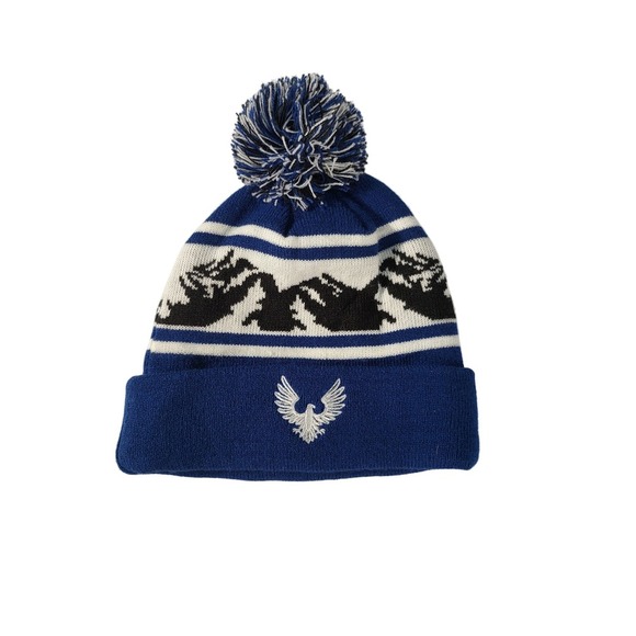 Colorado AvalanchePom ‎ Beanie Winter Hat Mountain Eagle Knit Cap Blue White - Picture 2 of 5